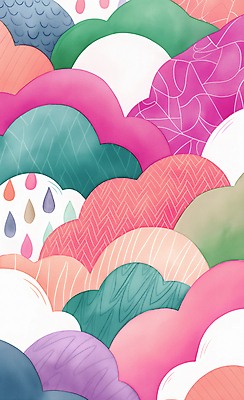 JPG 구름 일러스트 자연 수채화 사람없음 컬러풀 귀여움 빗방울 그림 국내일러스트 AI일러스트 AI콘텐츠 자연요소 컬러 컨셉 비_날씨 생태계 파일형식