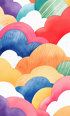 JPG 구름 일러스트 자연 수채화 사람없음 컬러풀 귀여움 그림 국내일러스트 AI일러스트 AI콘텐츠 자연요소 컬러 컨셉 생태계 파일형식