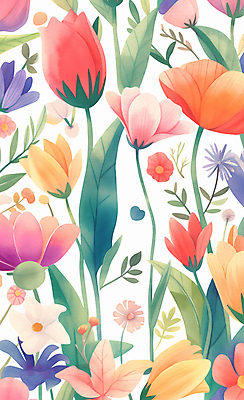 JPG 꽃 일러스트 자연 수채화 사람없음 컬러풀 귀여움 그림 국내일러스트 AI일러스트 AI콘텐츠 식물 컬러 컨셉 생태계 파일형식