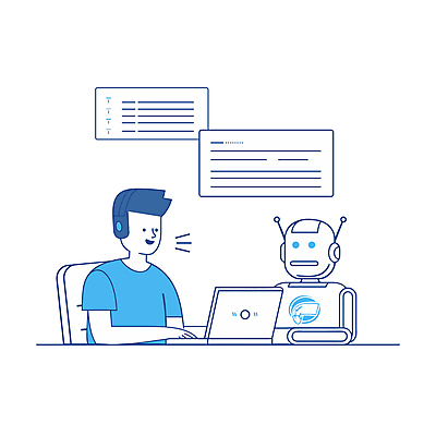 남자 인터넷 일러스트 미래 말하기 대화 한명 상반신 성인 파란색 노트북 헤드폰 로봇 채팅 성인남자한명만 벡터 국내일러스트 AI파일 1 컬러 음향기기 컨셉 모션 사람 전자제품 남자한명만 성인남자만 파일형식