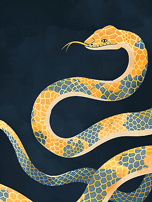 PSD 일러스트 새해 사람없음 노란색 십이지신 뱀띠 뱀 2025년 국내일러스트 컬러 파충류 연도 파일형식