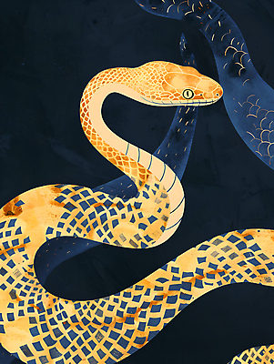 PSD 일러스트 새해 사람없음 노란색 십이지신 뱀띠 뱀 2025년 국내일러스트 컬러 파충류 연도 파일형식