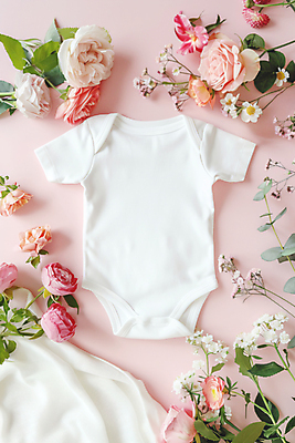 JPG 편집이미지 꽃 잎 사람없음 여름 육아 천 디지털합성 유아복 박람회 신상품 편집실사 AI포토 AI콘텐츠 식물 옷 계절 아기용품 직물 상품 CG 파일형식