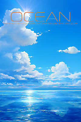 PSD 구름 물결 바다 일러스트 사람없음 햇빛 맑음 투명 수면 그림 국내일러스트 자연요소 날씨 물 태양 파일형식