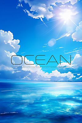 PSD 구름 바다 일러스트 하늘 사람없음 햇빛 맑음 그림 국내일러스트 자연요소 날씨 태양 파일형식