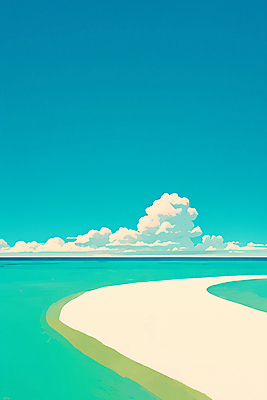 JPG 구름 일러스트 자연 하늘 해변 사람없음 지평선 청록색 국내일러스트 AI일러스트 AI콘텐츠 자연요소 바다 컬러 생태계 파일형식