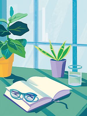 JPG 화분 안경 잎 일러스트 창문 그림자 사람없음 일상 책 컵 책상 국내일러스트 AI일러스트 AI콘텐츠 식물 식기 잡화 가구 라이프 파일형식