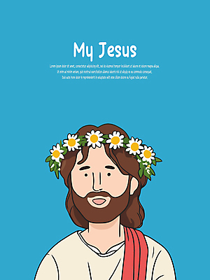 남자 기독교 일러스트 한명 웃음 상반신 성인 화관 기쁨 예수 감사 성인남자한명만 국내일러스트 AI파일 1 꽃 감정 종교 표정 사람 신_종교 남자한명만 성인남자만 파일형식 벡터