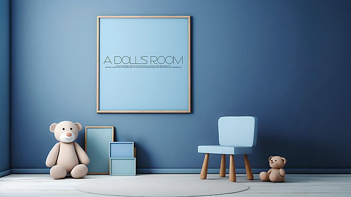 PSD 편집이미지 액자 의자 곰 사람없음 파란색 카펫 곰인형 공간 아이방 카피스페이스 이미지편집 동물 인형 컬러 가구 포유류 공백 방 파일형식