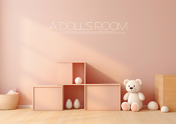 PSD 편집이미지 가구 곰 사람없음 바구니 곰인형 공간 도자기 나무상자 살구색 아이방 카피스페이스 이미지편집 동물 인형 컬러 생활용품 포유류 상자 공백 방 파일형식