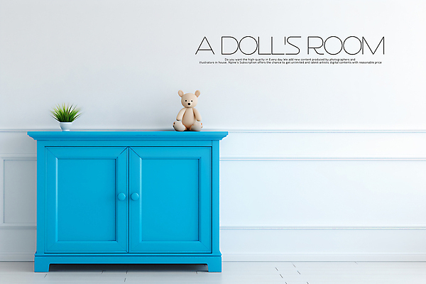 PSD 식물 편집이미지 화분 곰 사람없음 파란색 곰인형 공간 서랍장 아이방 카피스페이스 이미지편집 동물 인형 컬러 가구 포유류 공백 방 파일형식