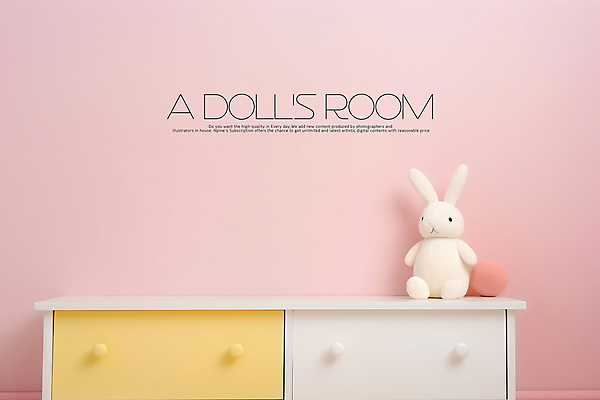PSD 편집이미지 분홍색 공 사람없음 공간 서랍장 토끼인형 아이방 카피스페이스 이미지편집 인형 컬러 가구 공백 방 토끼 파일형식