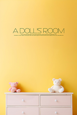 PSD 편집이미지 곰 사람없음 노란색 곰인형 공간 서랍장 아이방 카피스페이스 이미지편집 동물 인형 컬러 가구 포유류 공백 방 파일형식