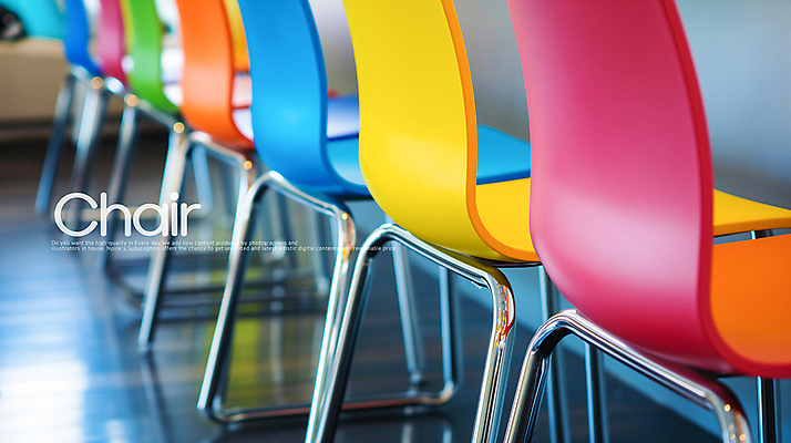 PSD 편집이미지 의자 사람없음 컬러풀 여러개 오브젝트 일렬 나란히 카피스페이스 이미지편집 컬러 가구 다수 공백 파일형식