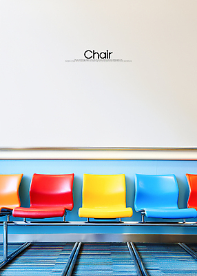 PSD 편집이미지 의자 사람없음 컬러풀 여러개 오브젝트 일렬 나란히 카피스페이스 이미지편집 컬러 가구 다수 공백 파일형식