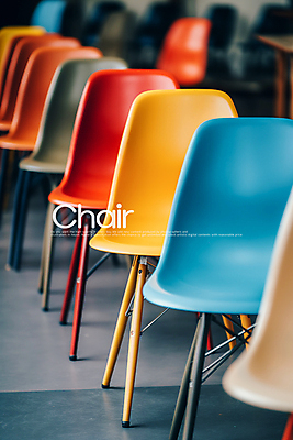 PSD 편집이미지 의자 사람없음 컬러풀 여러개 오브젝트 일렬 나란히 카피스페이스 이미지편집 컬러 가구 다수 공백 파일형식