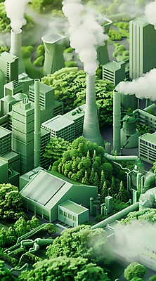 JPG 나무 편집 편집이미지 공장 자연 사람없음 초록색 에너지 연기 숲 에코 합성 이미지 편집실사 AI컴퓨터그래픽 AI콘텐츠 식물 컬러 공업 환경 CG 생태계 파일형식