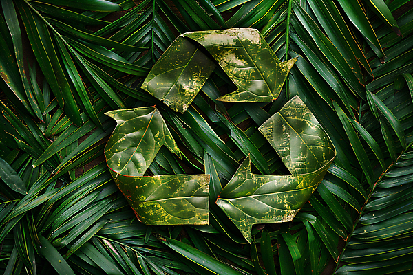 JPG 편집 편집이미지 잎 자연 사람없음 초록색 에너지 에코 합성 이미지 재활용표시 편집실사 AI컴퓨터그래픽 AI콘텐츠 식물 컬러 표시 환경 재활용 CG 생태계 파일형식