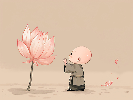 전신 PSD 남자 꽃잎 어린이 불교 일러스트 연꽃 한명 소년 동자승 소년한명만 국내일러스트 1 꽃 종교 사람 승려 남자한명만 소년만 파일형식