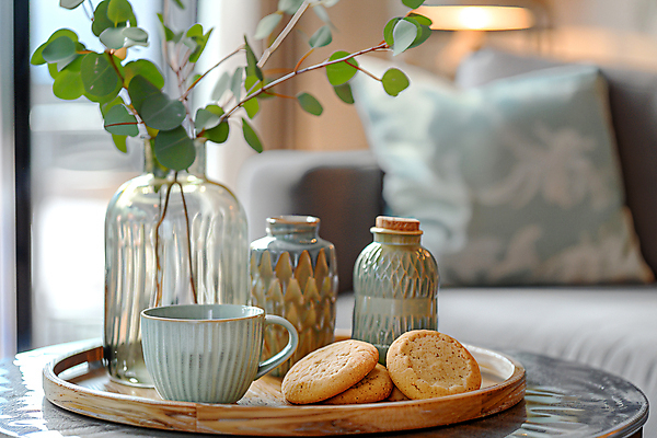 JPG 식물 편집이미지 쿠션 유리 탁자 조명 사람없음 소파 쿠키 꽃병 커피잔 디지털합성 나무쟁반 티세트 편집실사 AI포토 AI콘텐츠 꽃 커피 가구 의자 재질 디저트 잔 쟁반 목재 차_음료 세트 CG 파일형식