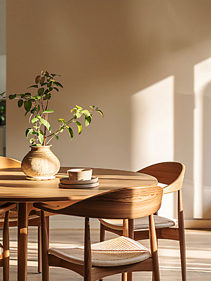 JPG 식물 편집이미지 그릇 접시 화분 주택 실내 그림자 사람없음 인테리어 햇빛 디지털합성 오브젝트 나무의자 나무탁자 베이지색 오브제 2025년 트렌드컬러 편집실사 모카무스 AI포토 AI콘텐츠 식기 디자인 컬러 의자 탁자 내부 건물 목재 태양 연도 CG 파일형식