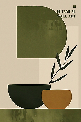 PSD 그릇 잎 일러스트 자연 사람없음 장식 초록색 인테리어 사각형 원형 모던 그림 질감 심플 베이지색 미니멀 차분 국내일러스트 도형 식물 식기 디자인 컬러 컨셉 생태계 파일형식