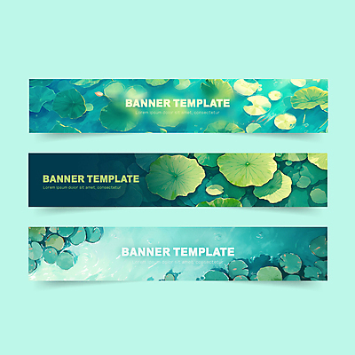 템플릿 배너템플릿 가로배너 자연 사람없음 초록색 여름 현수막 연못 연잎 배너세트 AI파일 배너 계절 컬러 잎 가로 세트 생태계 파일형식 벡터