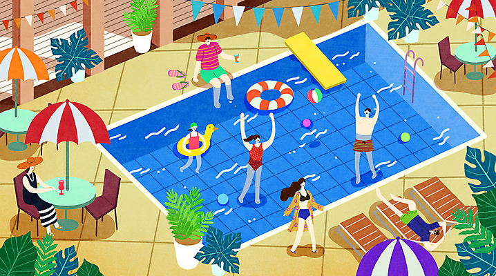 전신 PSD 여자 남자 수영복 어린이 의자 일러스트 물놀이 탁자 수영장 앉기 소녀 여러명 성인 눕기 수영 만세 발코니 파라솔 비치볼 책상 선베드 다이빙대 가랜드 오리튜브 원형탁자 국내일러스트 옷 가구 다수 공 모션 놀이 바캉스용품 사람 수상스포츠 파티용품 다이빙 튜브 파일형식