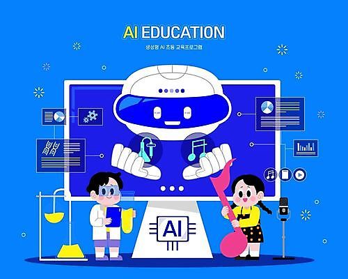 전신 여자 교육 남자 어린이 음악 과학 음표 일러스트 실험 들기 소녀 소년 두명 파란색 학습 모니터 로봇 마이크 실린더 어린이만 AI_인공지능 국내일러스트 AI파일 기호 컬러 음향기기 모션 문화예술 사람 컴퓨터 파일형식 벡터