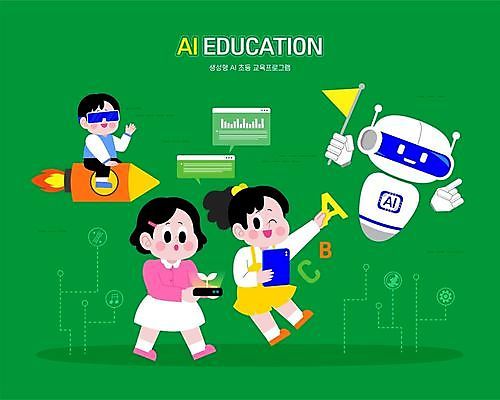 전신 알파벳 여자 교육 남자 어린이 일러스트 들기 소녀 소년 세명 초록색 학습 태블릿 자료 로켓 가리킴 깃발 로봇 홀로그램 어린이만 VR기기 AI_인공지능 국내일러스트 AI파일 영어 컬러 모션 사람 손짓 전자제품 스마트기기 기계 가상현실 파일형식 벡터
