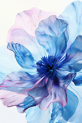 JPG 꽃 일러스트 잉크 사람없음 파란색 혼합 겹침 확산 국내일러스트 AI일러스트 AI콘텐츠 식물 컬러 파일형식