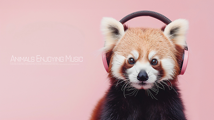 PSD 편집이미지 음악 분홍색 사람없음 헤드폰 음악감상 듣기 즐거움 너구리 카피스페이스 이미지편집 감정 컬러 음향기기 포유류 모션 문화예술 공백 감상 파일형식