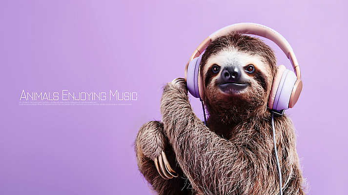 PSD 편집이미지 음악 사람없음 보라색 헤드폰 음악감상 듣기 즐거움 나무늘보 카피스페이스 이미지편집 동물 감정 컬러 음향기기 모션 문화예술 공백 감상 파일형식