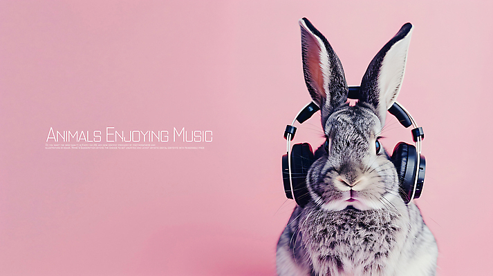 PSD 편집이미지 음악 분홍색 사람없음 헤드폰 음악감상 듣기 토끼 즐거움 카피스페이스 이미지편집 감정 컬러 음향기기 포유류 모션 문화예술 반려동물 공백 감상 파일형식