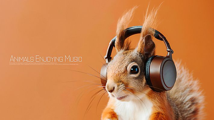PSD 편집이미지 음악 사람없음 주황색 헤드폰 음악감상 듣기 즐거움 다람쥐 카피스페이스 이미지편집 감정 컬러 음향기기 모션 문화예술 공백 감상 설치류 파일형식
