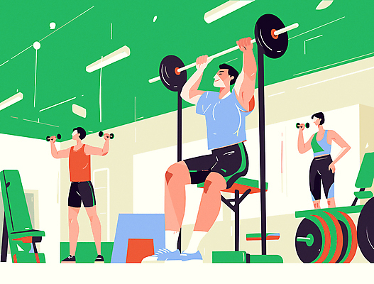 전신 라이프스타일 여자 남자 운동화 일러스트 근육 실내 들기 앉기 성인 세명 초록색 운동복 운동기구 아령 헬스장 역기 보디빌딩 성인만 국내일러스트 AI파일 옷 컬러 신발 모션 사람 내부 생활 헬스 파일형식 벡터