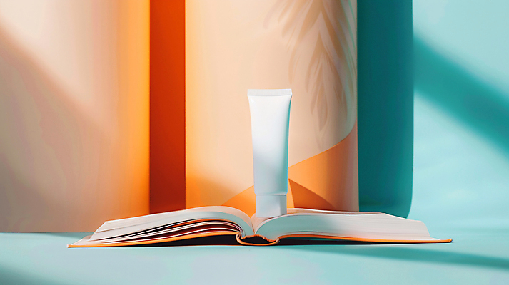 JPG 편집이미지 하늘색 그림자 사람없음 책 여름 주황색 화장품 기둥 선크림 피부 디지털합성 피부관리 자외선 튜브용기 차단 편집실사 AI포토 AI콘텐츠 계절 건축 컬러 신체부위 파란색 뷰티 용기_그릇 CG 파일형식