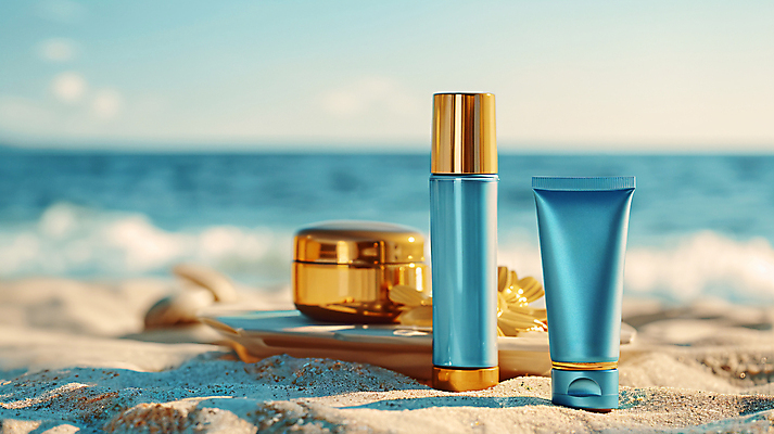 JPG 편집이미지 모래 해변 사람없음 여름 화장품 선크림 디지털합성 피부관리 스킨케어 수분크림 자외선 튜브용기 차단 수분케어 편집실사 AI포토 AI콘텐츠 계절 바다 관리 뷰티 용기_그릇 CG 파일형식
