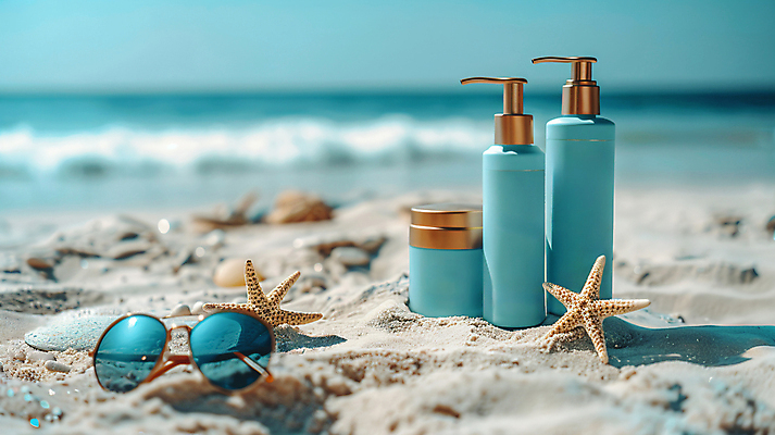 JPG 편집이미지 모래 불가사리 해변 사람없음 여름 선글라스 화장품 디지털합성 피부관리 스킨케어 수분크림 수분케어 편집실사 AI포토 AI콘텐츠 계절 안경 바다 극피동물 관리 뷰티 CG 파일형식