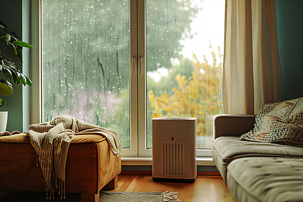 JPG 식물 편집이미지 화분 창문 실내 사람없음 여름 소파 카펫 공간 커튼 담요 디지털합성 나무바닥 장마 제습기 편집실사 AI포토 AI콘텐츠 계절 의자 바닥 내부 가전제품 비_날씨 CG 파일형식