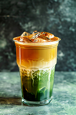 JPG 편집이미지 잔 사람없음 카페 디지털합성 코코넛 라떼 편집실사 판단잎 AI포토 AI콘텐츠 식기 커피 잎 과일 상점 CG 파일형식