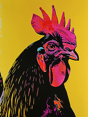 JPG 일러스트 사람없음 컬러풀 십이지신 닭 팝아트 국내일러스트 AI일러스트 AI콘텐츠 컬러 조류 그림 파일형식