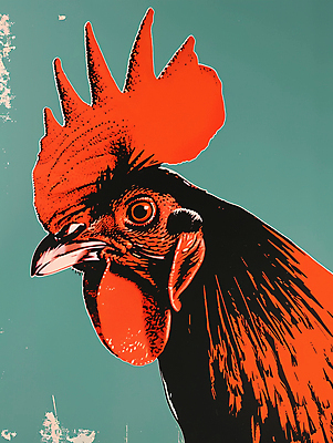 JPG 일러스트 사람없음 컬러풀 십이지신 닭 팝아트 국내일러스트 AI일러스트 AI콘텐츠 컬러 조류 그림 파일형식