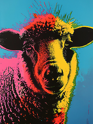 JPG 일러스트 사람없음 컬러풀 십이지신 양 팝아트 국내일러스트 AI일러스트 AI콘텐츠 컬러 포유류 그림 파일형식