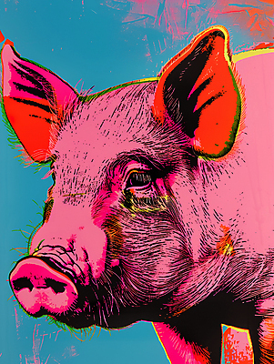 JPG 일러스트 사람없음 컬러풀 십이지신 돼지 팝아트 국내일러스트 AI일러스트 AI콘텐츠 컬러 포유류 그림 파일형식