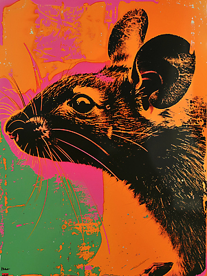 JPG 일러스트 사람없음 컬러풀 십이지신 쥐 팝아트 국내일러스트 AI일러스트 AI콘텐츠 컬러 설치류 그림 파일형식