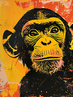 JPG 일러스트 사람없음 컬러풀 십이지신 원숭이 팝아트 국내일러스트 AI일러스트 AI콘텐츠 컬러 포유류 그림 파일형식