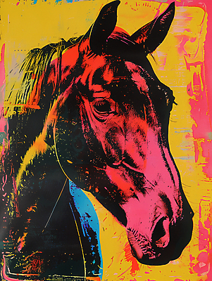 JPG 일러스트 사람없음 컬러풀 십이지신 말_동물 팝아트 국내일러스트 AI일러스트 AI콘텐츠 컬러 포유류 그림 파일형식