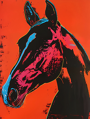 JPG 일러스트 사람없음 컬러풀 십이지신 말_동물 팝아트 국내일러스트 AI일러스트 AI콘텐츠 컬러 포유류 그림 파일형식