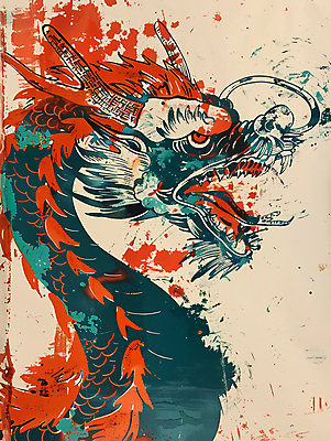 JPG 일러스트 사람없음 컬러풀 십이지신 용 팝아트 국내일러스트 AI일러스트 AI콘텐츠 컬러 그림 파일형식